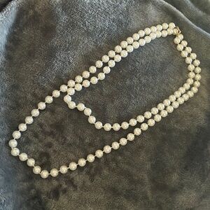 Elegant‎ White Pearl Necklace Long Strand